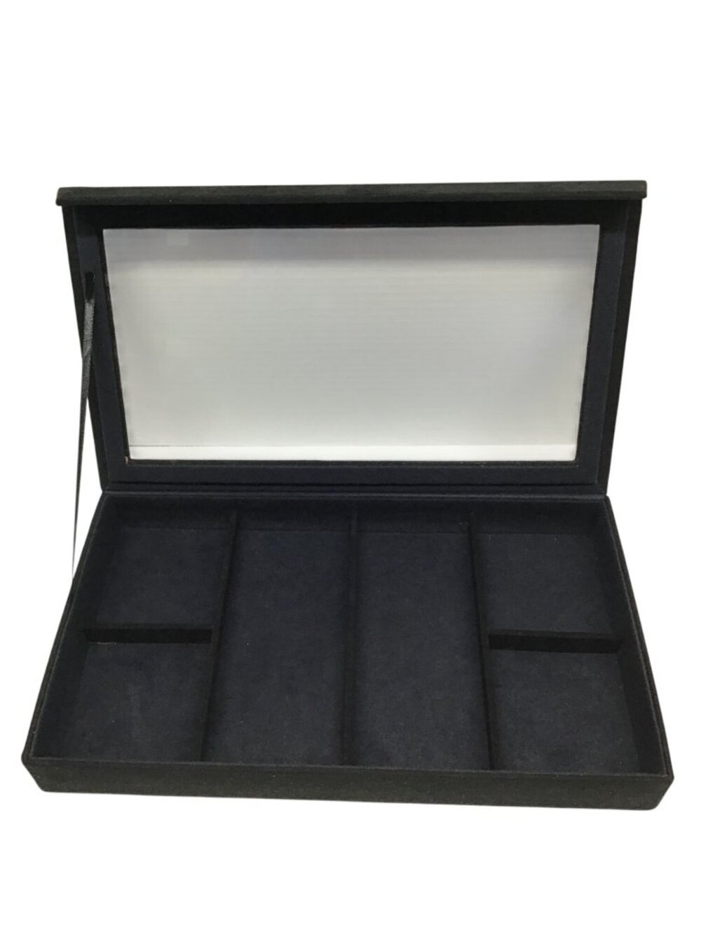 Black Velvet Divided Compartment Jewelry Storage Organizer Display Case